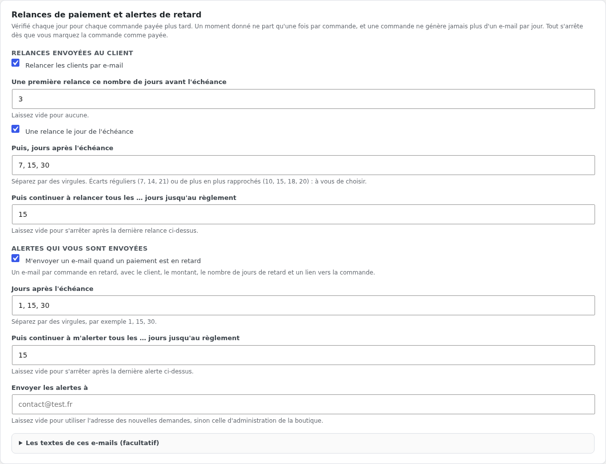 Payment reminders and overdue alerts